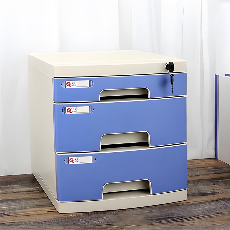 File Cabinet, Large 3 layers Blue, Blue finish, for executive office workspace, modern executive office furniture