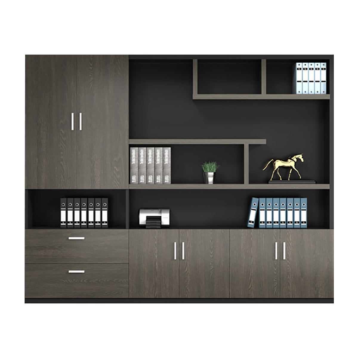 Two-Tone L-Shaped Executive Desk 71–118 in Wide