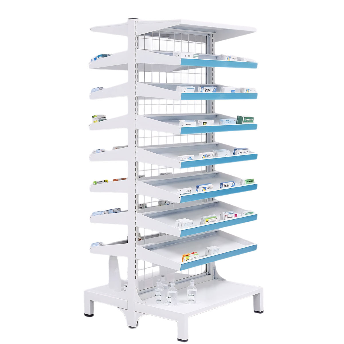 Modern Open-Style Steel Pharmacy Shelf with Doorless Design