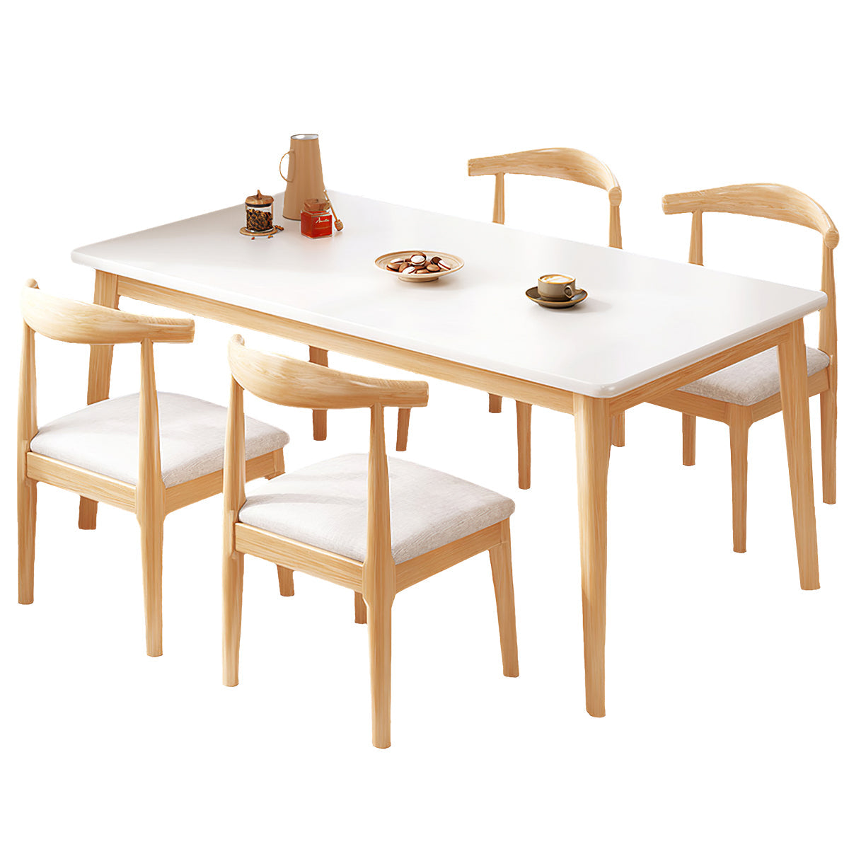 Dining Table with Backrest, Solid Wood & Space-Saving for Dining Room