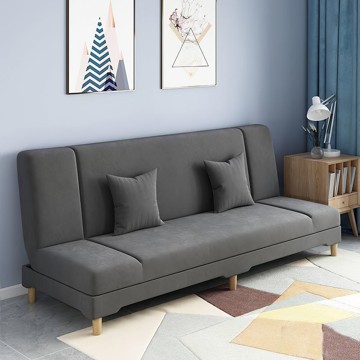 Sleeper sofa detail close-up with folding design