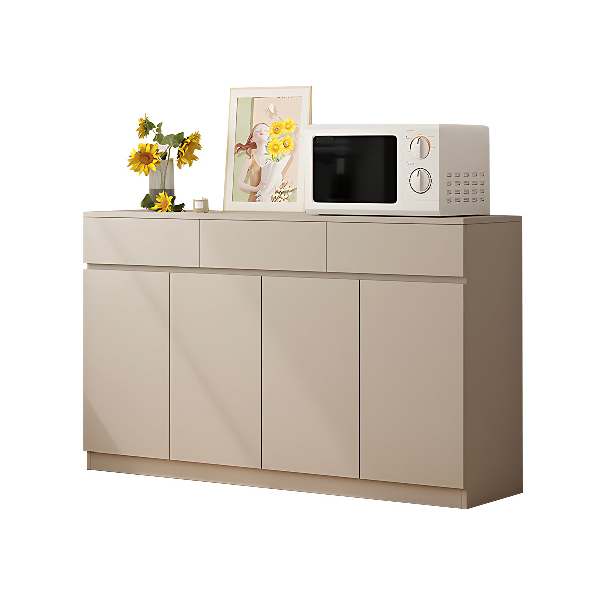 Sideboard Cabinet 39–79 in Tall, Solid Wood & LED Lighting for Home Office