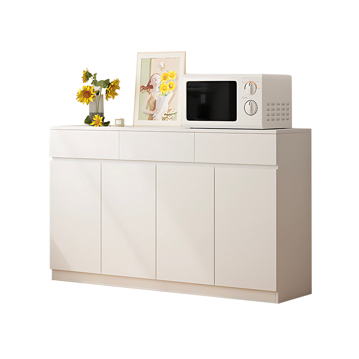 Sideboard Cabinet 39–79 in Tall, Solid Wood & LED Lighting for Home Office
