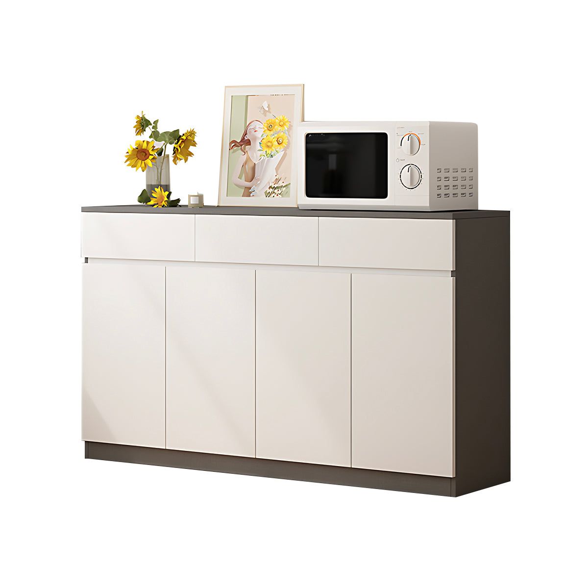 Sideboard Cabinet 39–79 in Tall, Solid Wood & LED Lighting for Home Office