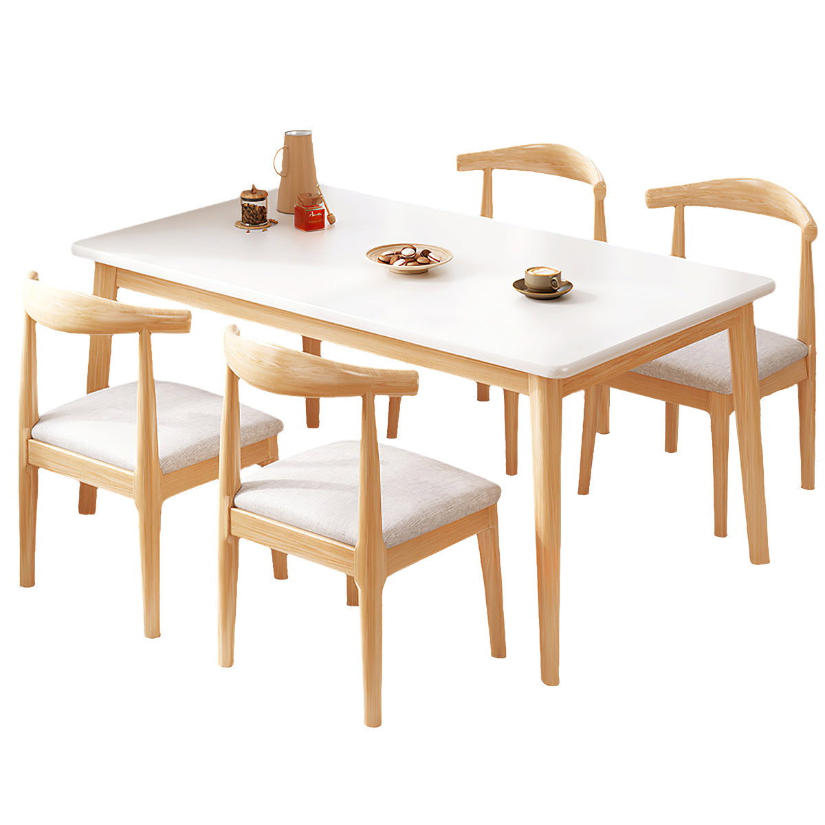 Dining Table with Backrest, Solid Wood & Space-Saving for Dining Room
