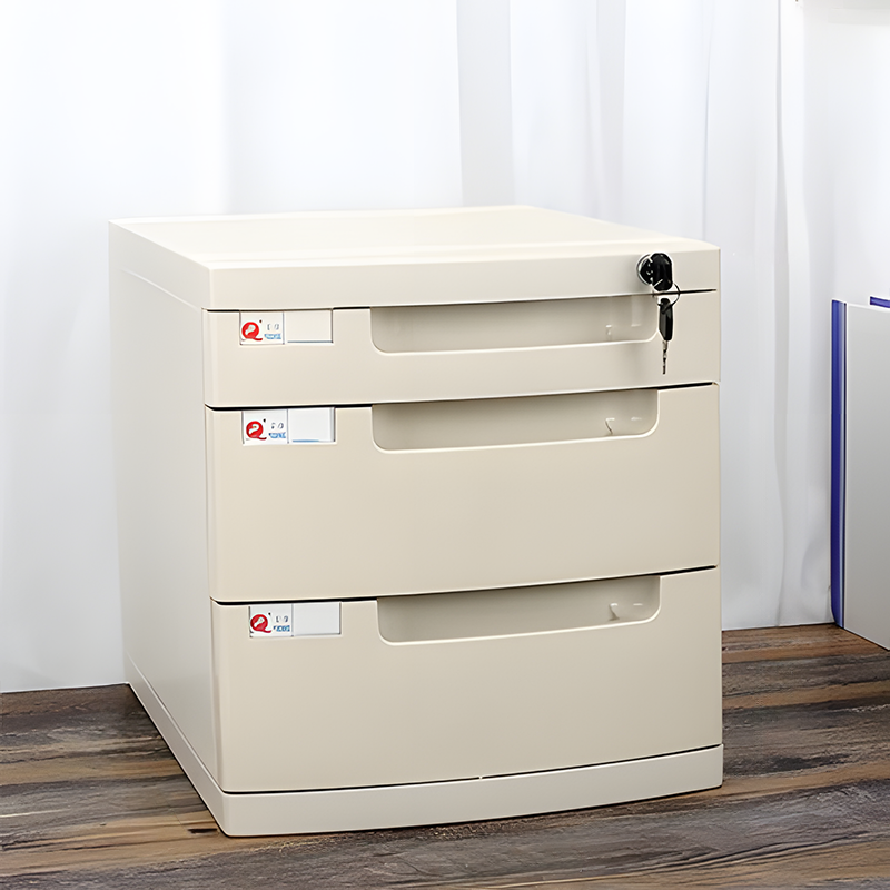 File Cabinet, Large 3 layers White, White finish, for executive office workspace, modern executive office furniture