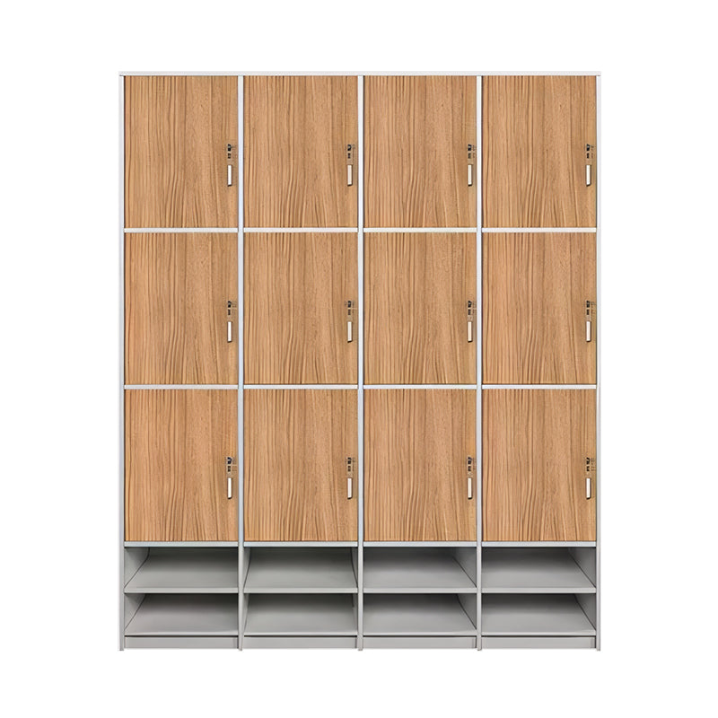 Storage Cabinet-2, Natural With Shoe Layer 3 levels 4 columns 12 doors, Natural finish, for office storage space, office storage furniture
