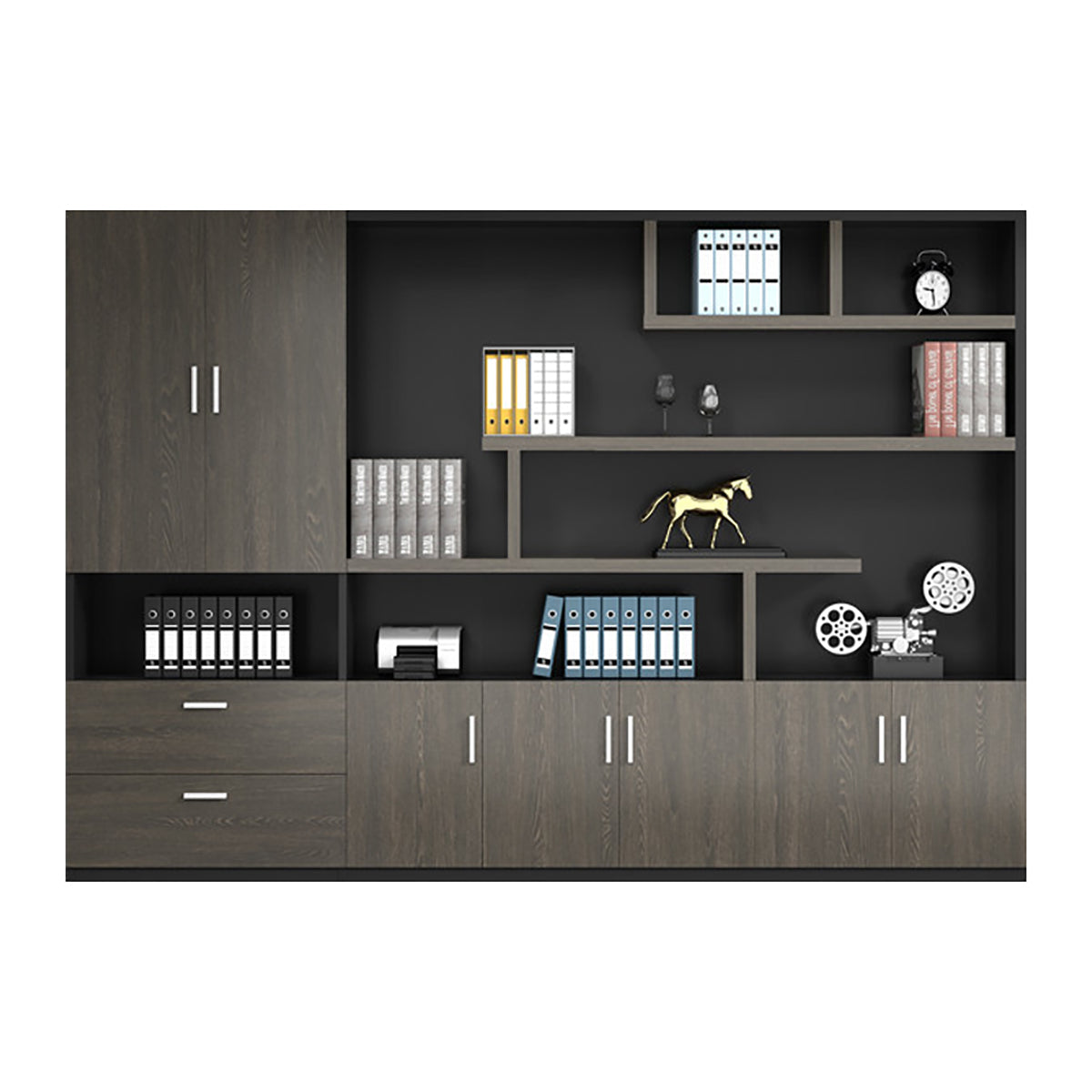 Two-Tone L-Shaped Executive Desk 71–118 in Wide
