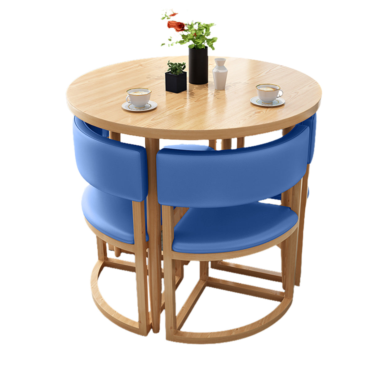 4-Seater Reception 31" Table and Chair Set with Space-Saving Design
