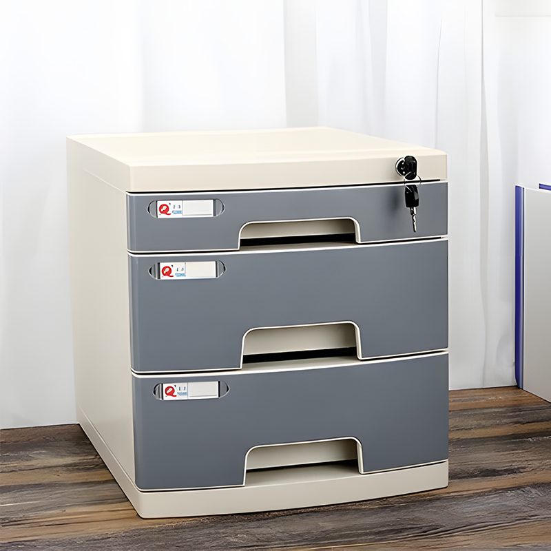File Cabinet, Large 3 layers Grey, Grey finish, for executive office workspace, modern executive office furniture