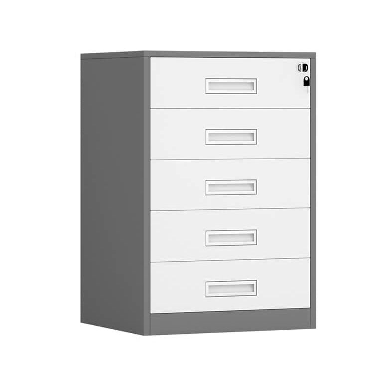 File Cabinet, 5 Drawer Low Cabinet Grey over white, Grey Over White finish, L17" x W15" x H26", for office workspace, executive office furniture