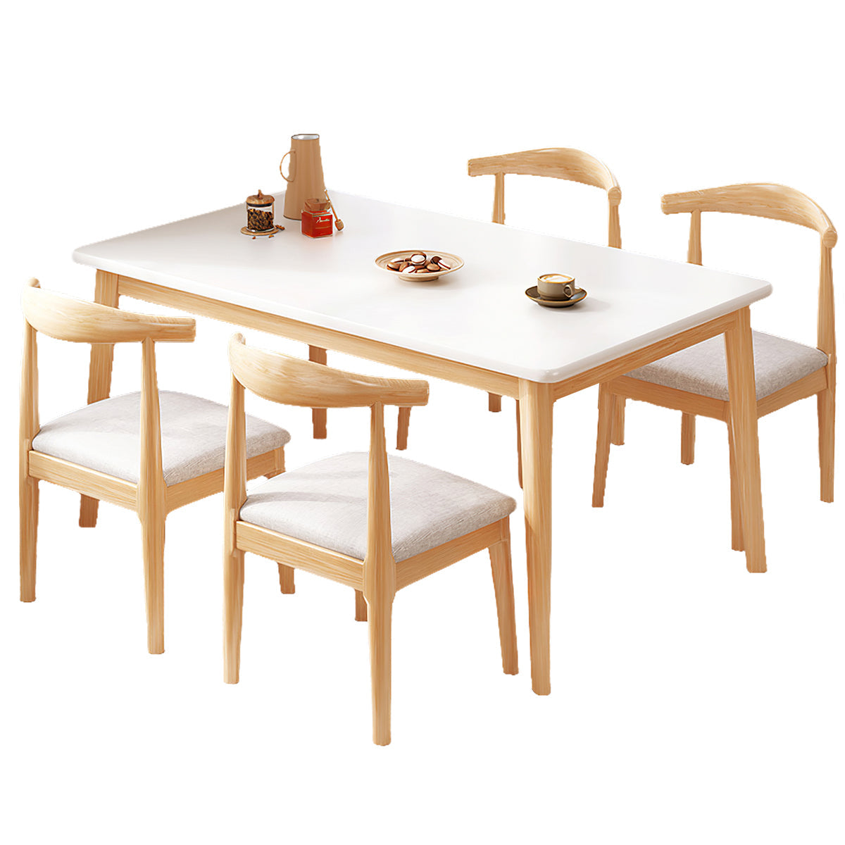 Dining Table with Backrest, Solid Wood & Space-Saving for Dining Room