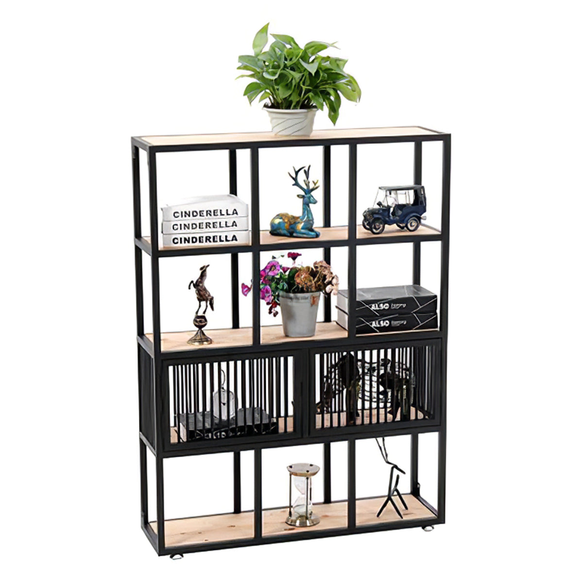 Multi-Functional Iron Frame Divider Storage Shelf for Offices & Living Room