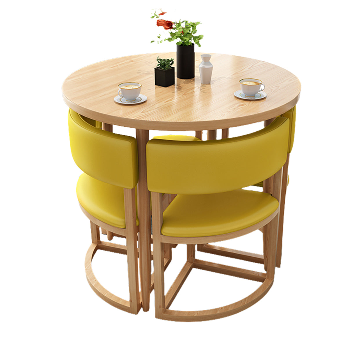 4-Seater Reception 31" Table and Chair Set with Space-Saving Design
