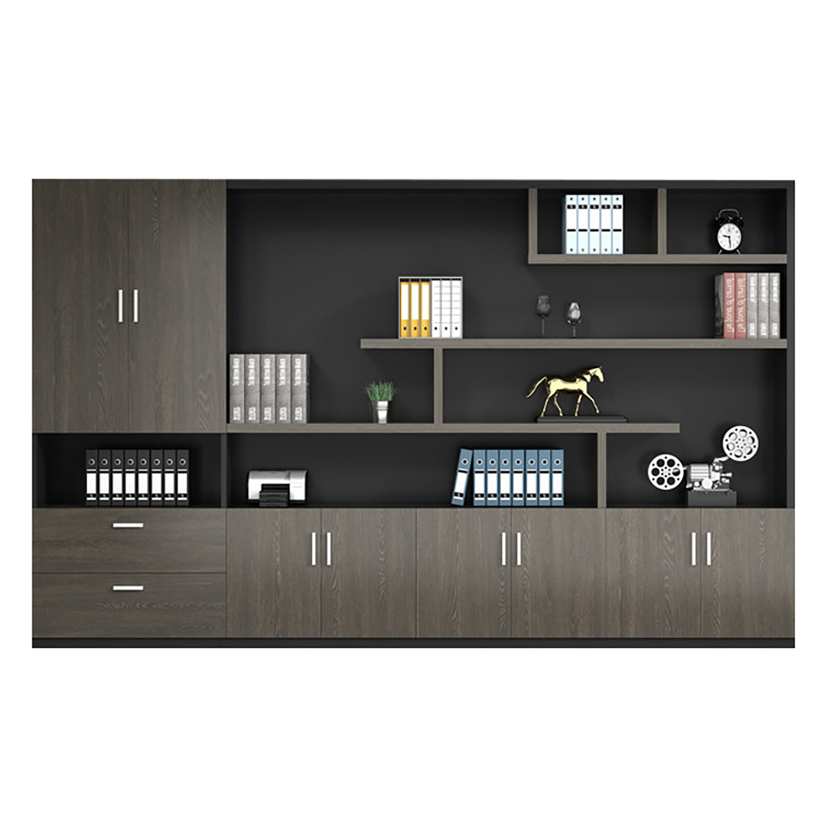 Two-Tone L-Shaped Executive Desk 71–118 in Wide