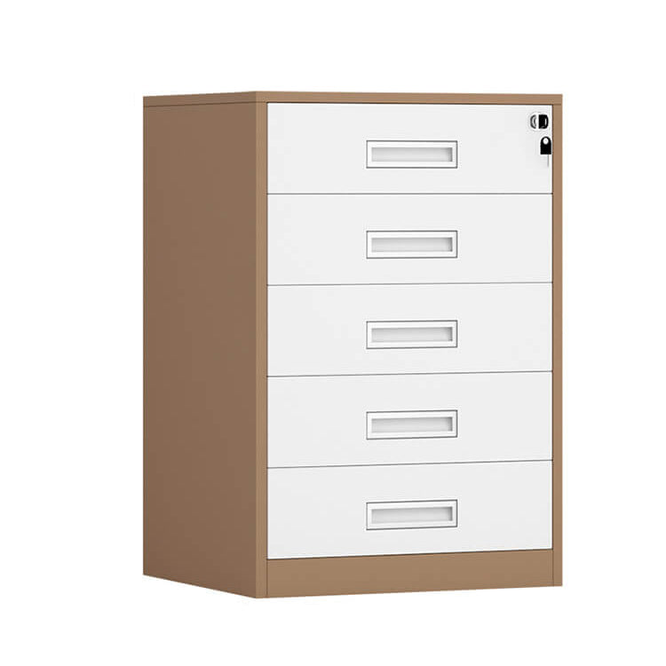 File Cabinet, 5 Drawer Low Cabinet Curry over white, Curry Over White finish, L17" x W15" x H26", for office workspace, executive office furniture