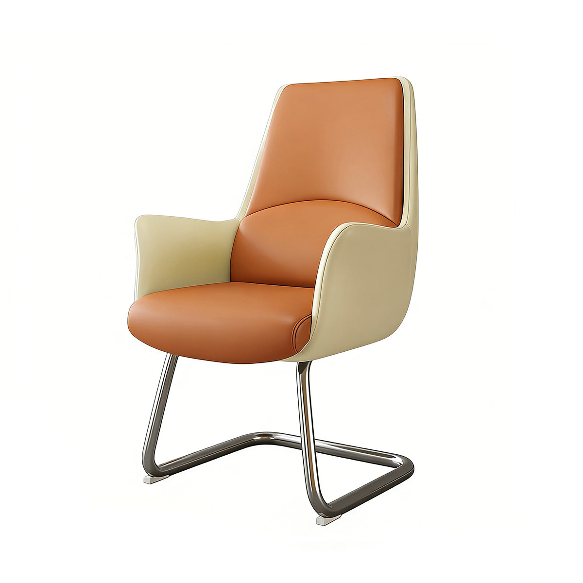 Office Chair, Off-White & Orange, Off-White & Orange finish, L20" x W24" x H41", for meeting room or boardroom, modern boardroom furniture