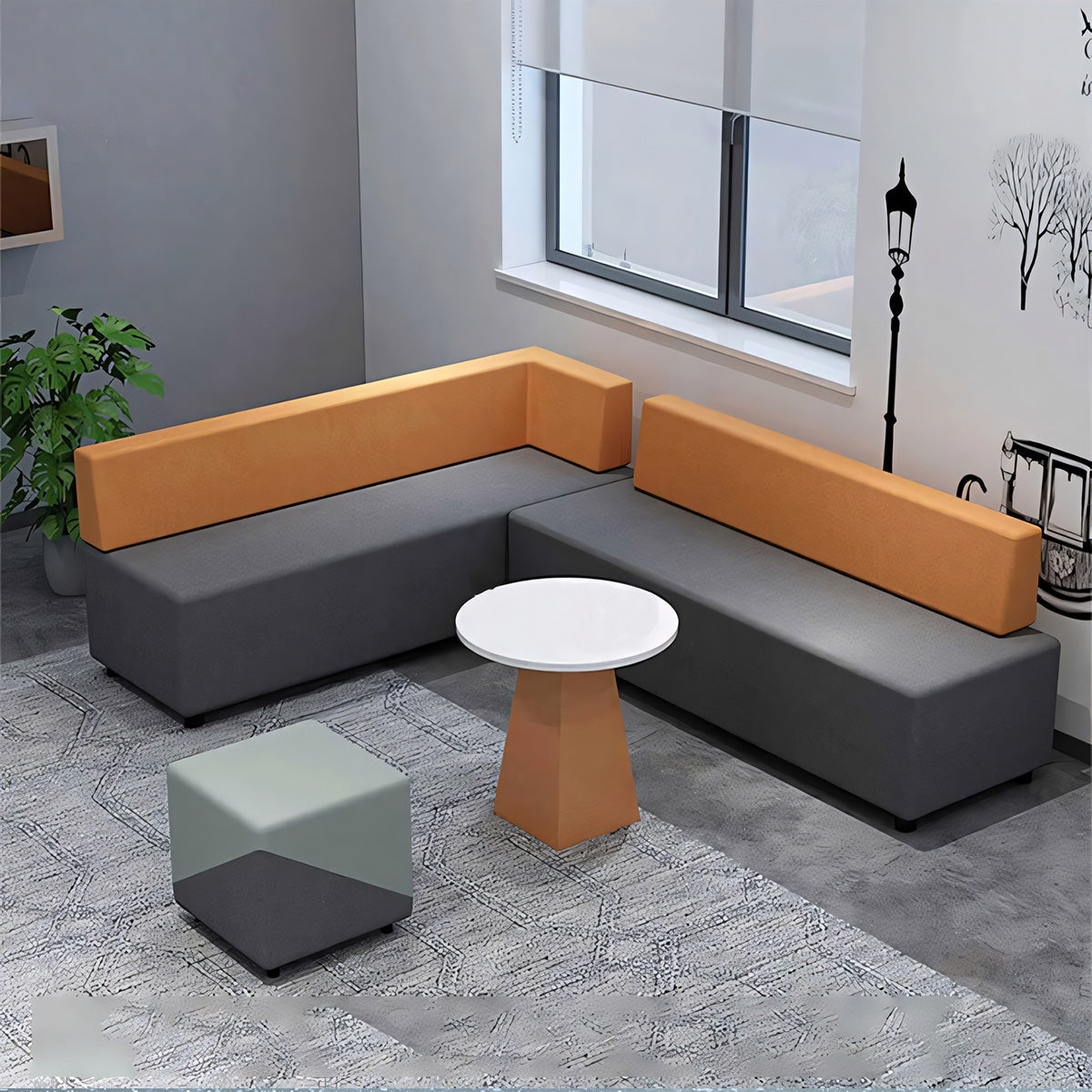 Sofa, product detail view, for reception area or front office, commercial reception furniture