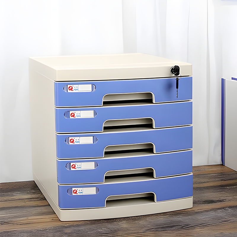 File Cabinet, Medium 5 layers Blue, Blue finish, for executive office workspace, modern executive office furniture