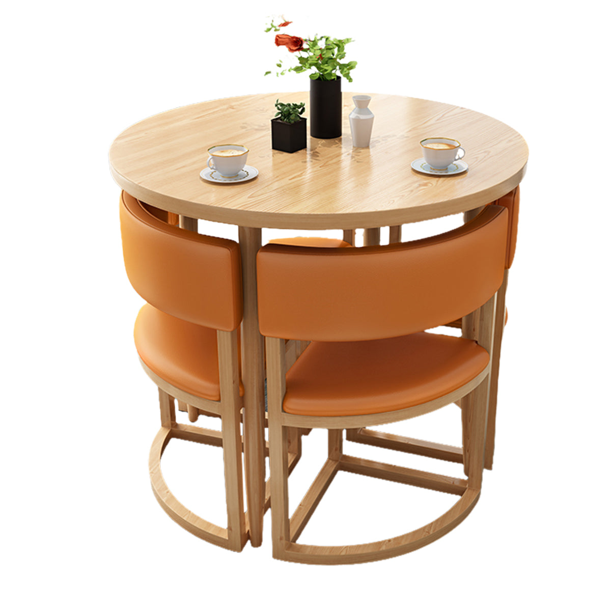 4-Seater Reception 31" Table and Chair Set with Space-Saving Design