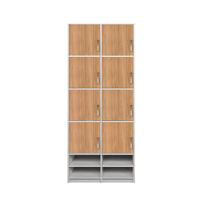 Storage Cabinet-2, Natural With Shoe Layer 4 levels 2 columns 8 doors, Natural finish, for office storage space, office storage furniture