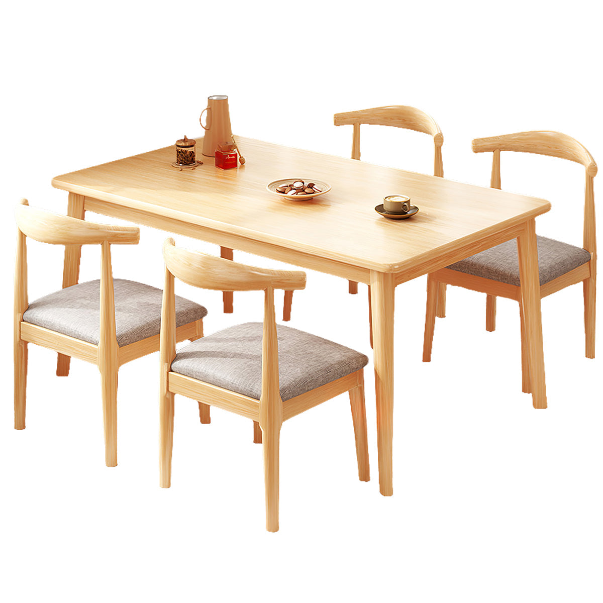 Dining Table with Backrest, Solid Wood & Space-Saving for Dining Room