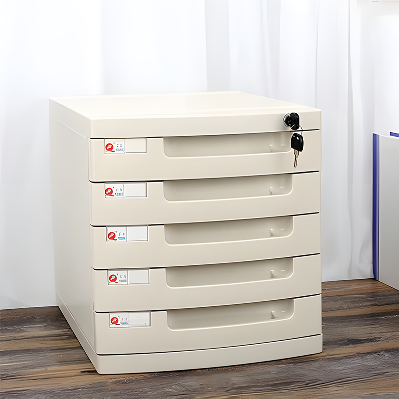 File Cabinet, Medium 5 layers White, White finish, for executive office workspace, modern executive office furniture