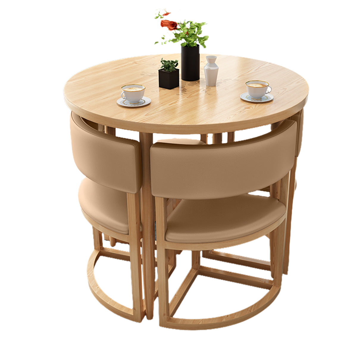 4-Seater Reception 31" Table and Chair Set with Space-Saving Design