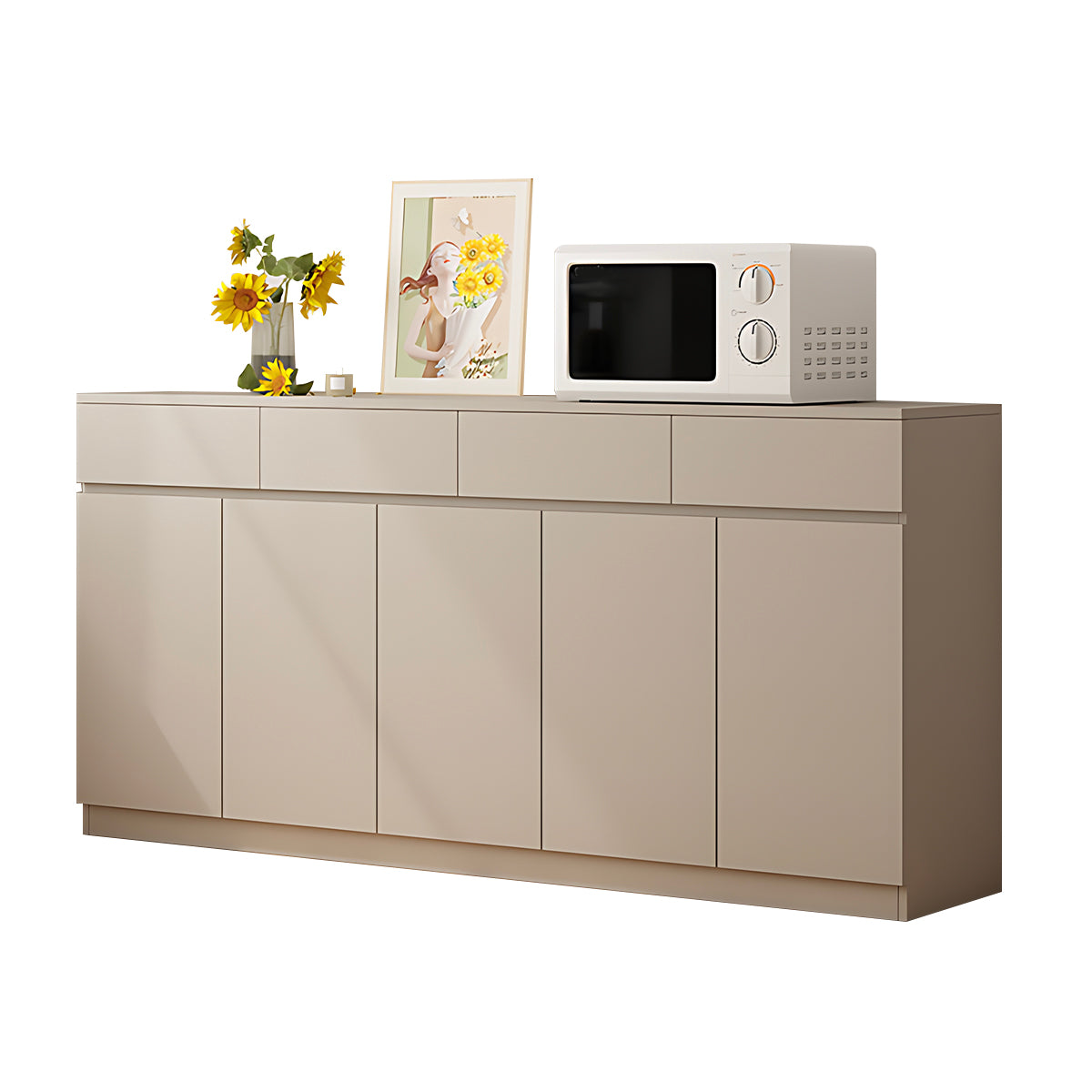 Sideboard Cabinet 39–79 in Tall, Solid Wood & LED Lighting for Home Office
