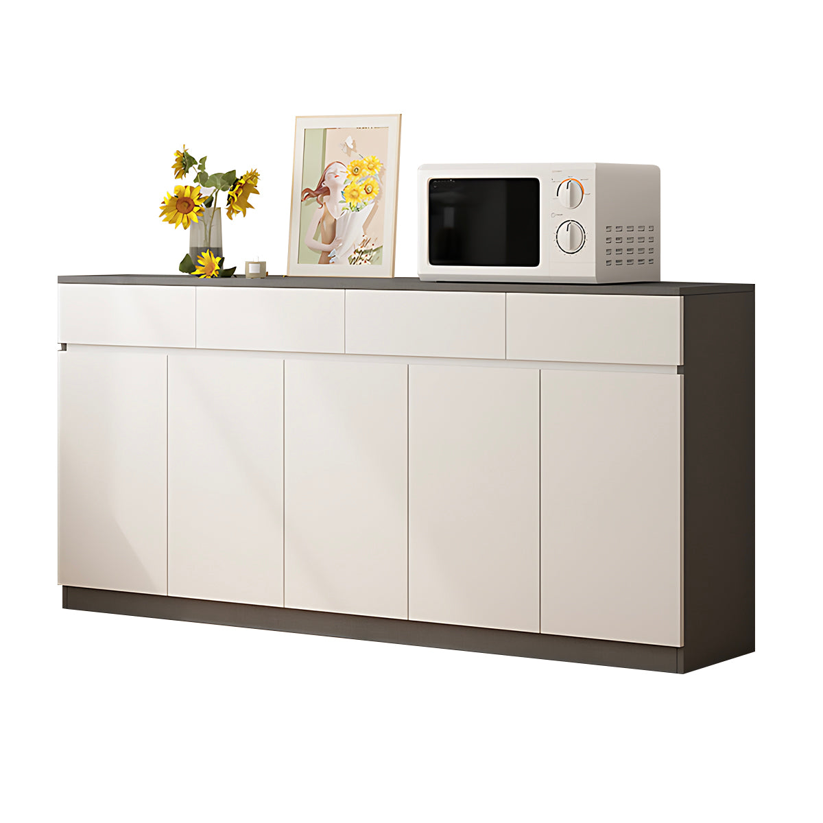 Sideboard Cabinet 39–79 in Tall, Solid Wood & LED Lighting for Home Office