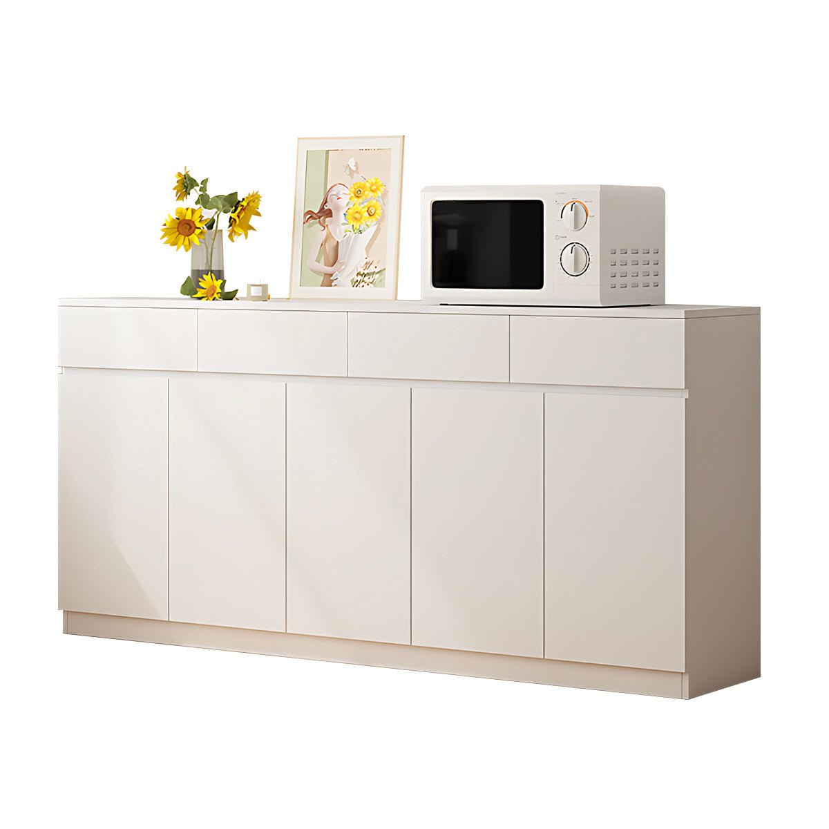 Sideboard Cabinet 39–79 in Tall, Solid Wood & LED Lighting for Home Office