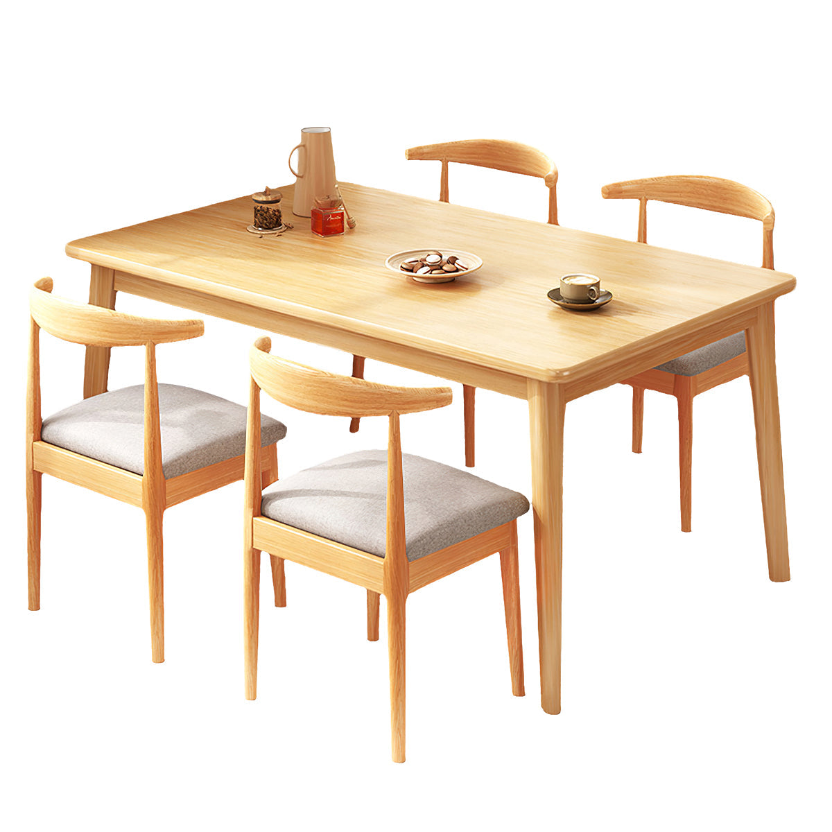 Dining Table with Backrest, Solid Wood & Space-Saving for Dining Room