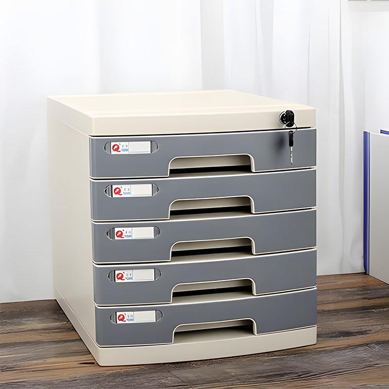 File Cabinet, Medium 5 layers Grey, Grey finish, for executive office workspace, modern executive office furniture