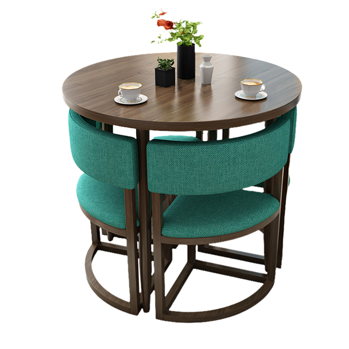 4-Seater Reception 31" Table and Chair Set with Space-Saving Design