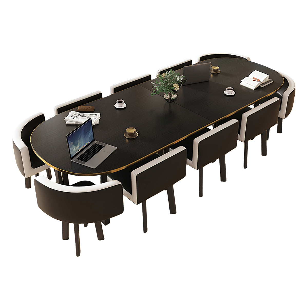 Minimalist Oval Conference Table and Chair Set for Meeting Room Zimasya
