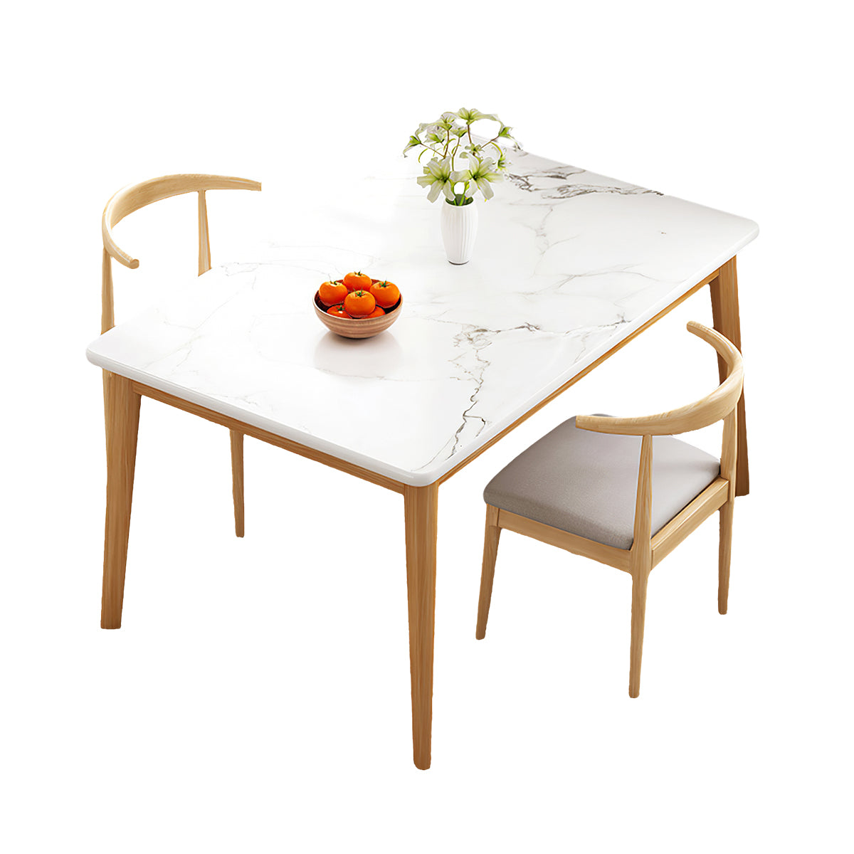 Dining Table with Backrest, Solid Wood & Space-Saving for Dining Room