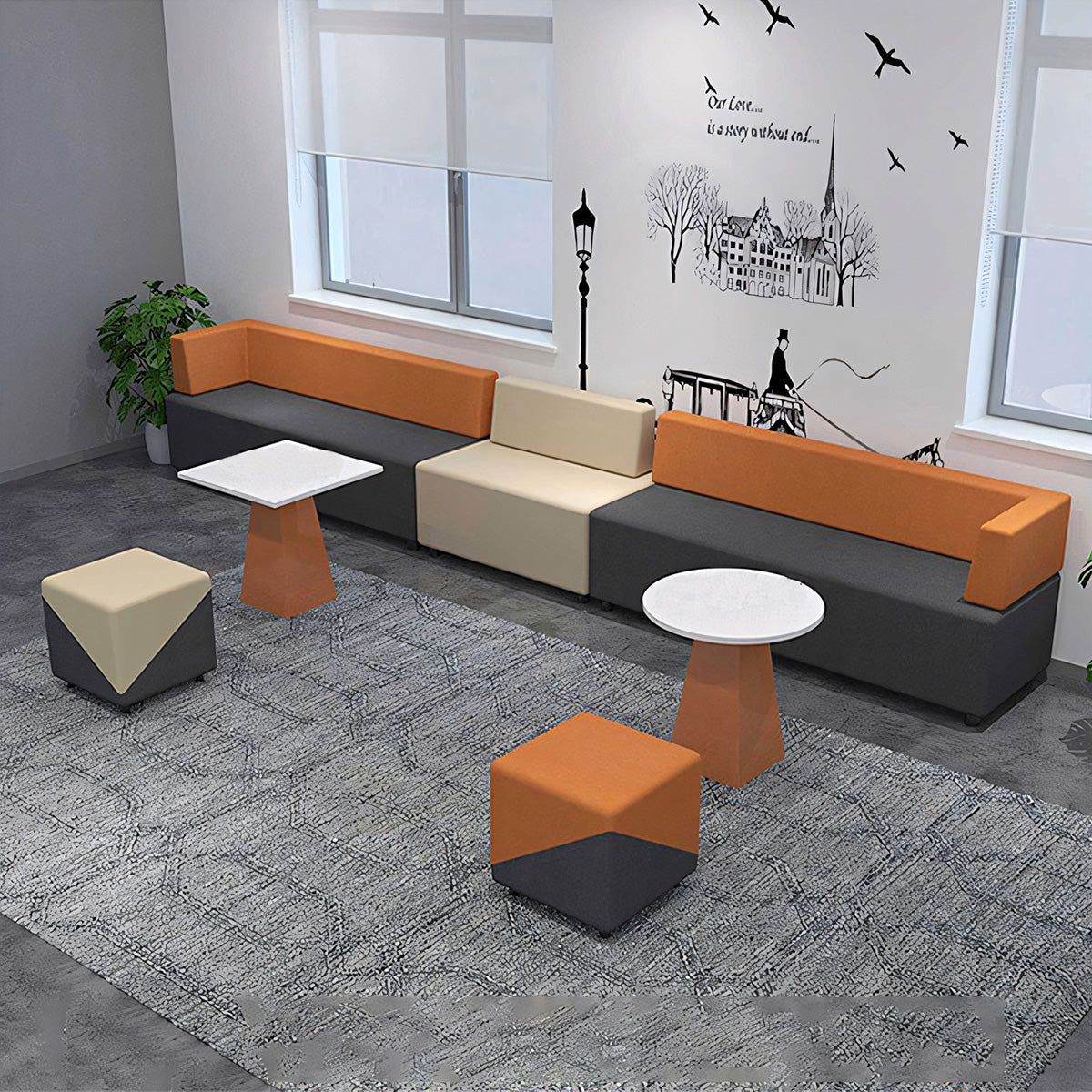 Sofa, product detail view, for reception area or front office, commercial reception furniture