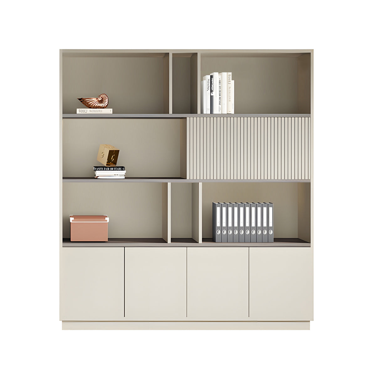 Elegant Storage Cabinet with Soft Lighting Strip and Open Storage – source image 21
