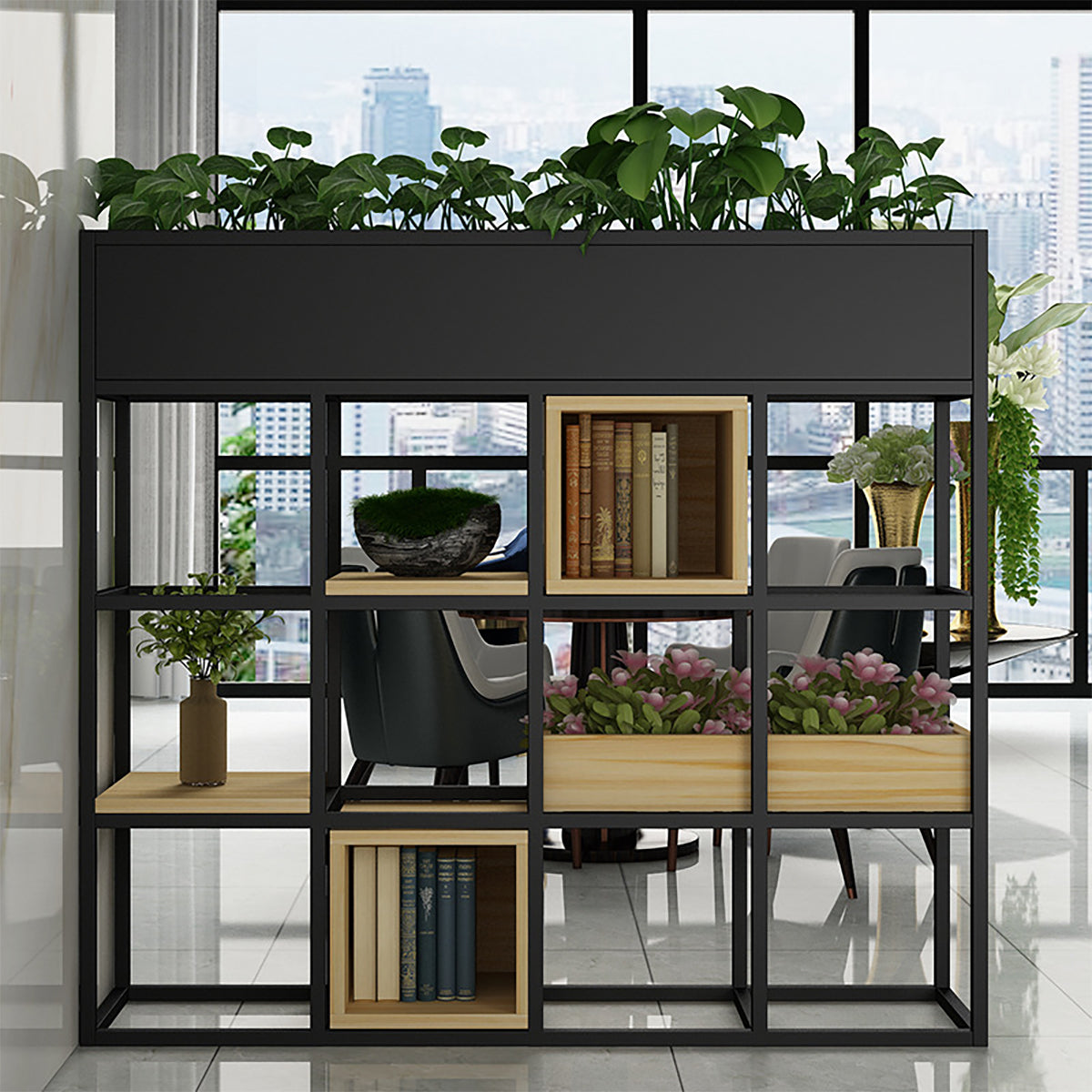 Multi-Functional Iron Frame Divider Storage Shelf for Offices & Living Room
