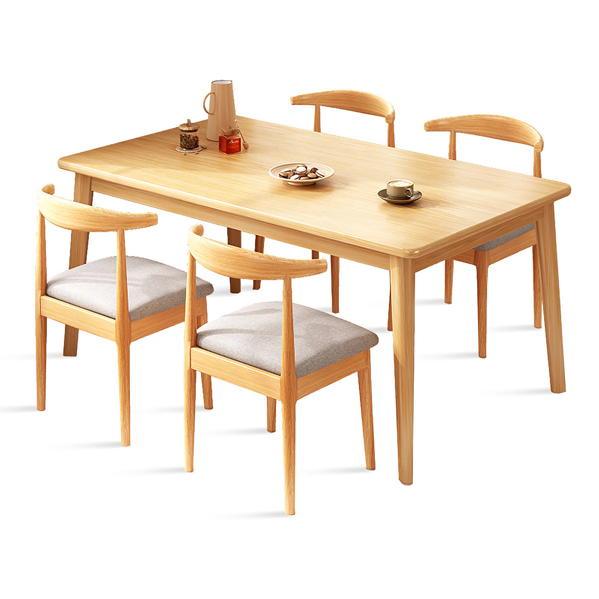 Dining Table with Backrest, Solid Wood & Space-Saving for Dining Room