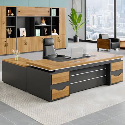 Walnut L-Shaped Executive Desk 71–94 in Wide