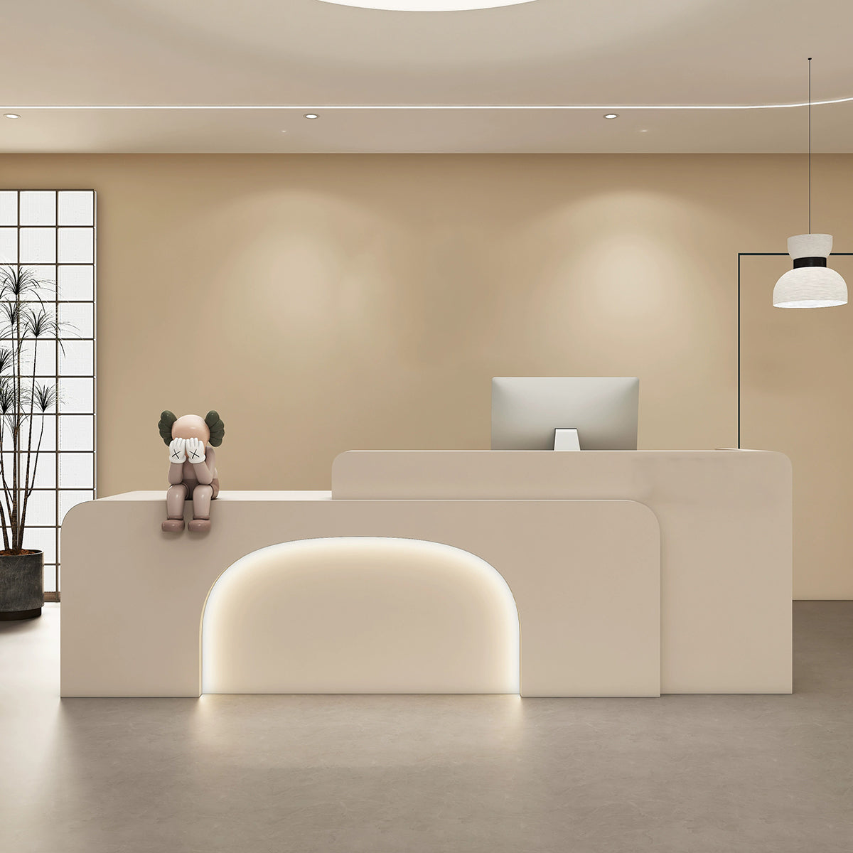 Lacquered Curved Reception Desk 47–138 in Wide
