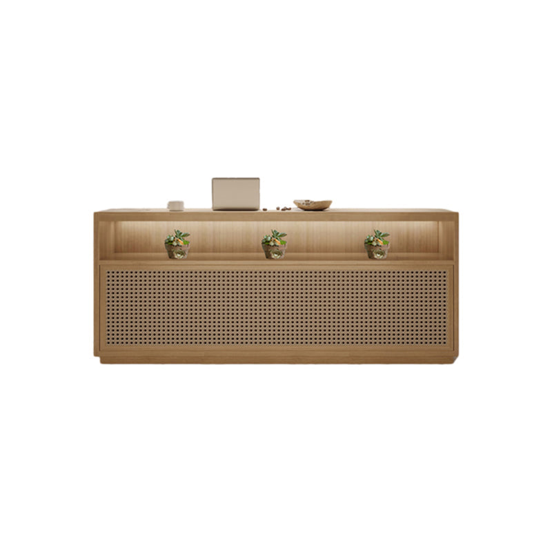 Rattan-Front Reception Desk 39–102 in Wide