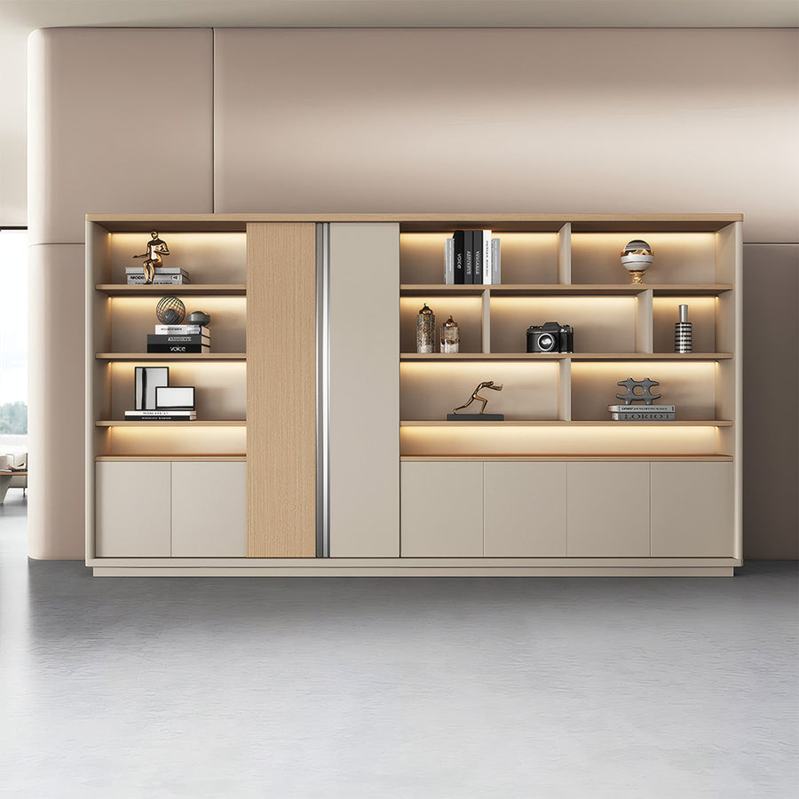 Storage Cabinet, main product view, Modern Light Luxury Storage Cabinet With Ample Storage & Dedicated Wardrobe finish, for office storage space,...