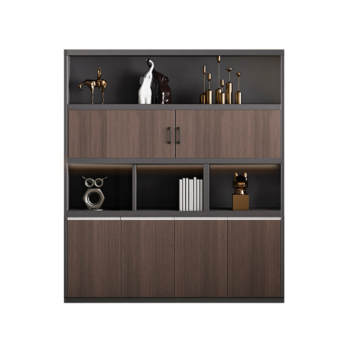 Storage Cabinet, With LED Strip, L63" x W16" x H79", for office storage space, office storage furniture