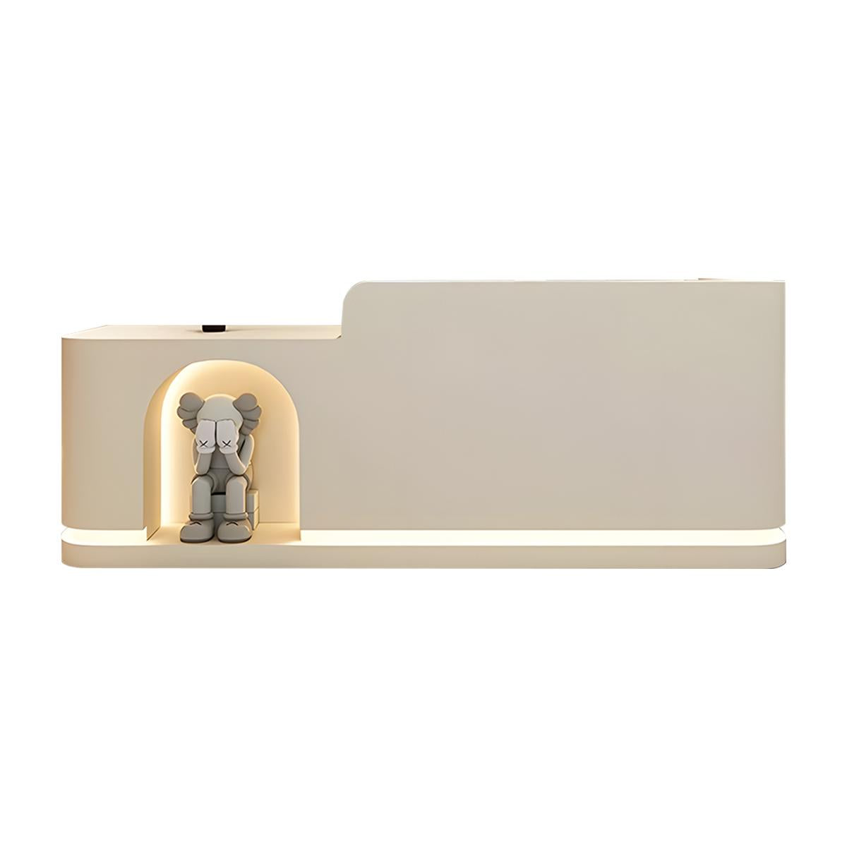 Round Arch Display Reception Desk With LED Strip And Storage Drawers For Boutiques, Salons, And Wellness Shops JDT-1029