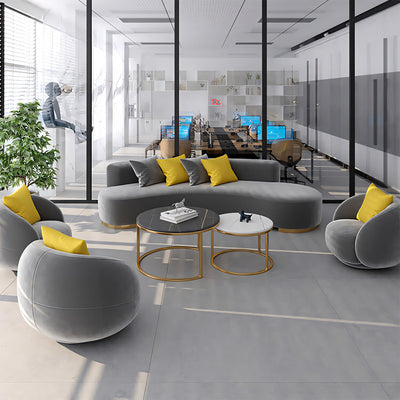 Fabric Reception Sofa 35–91 in Wide in Dark Gray