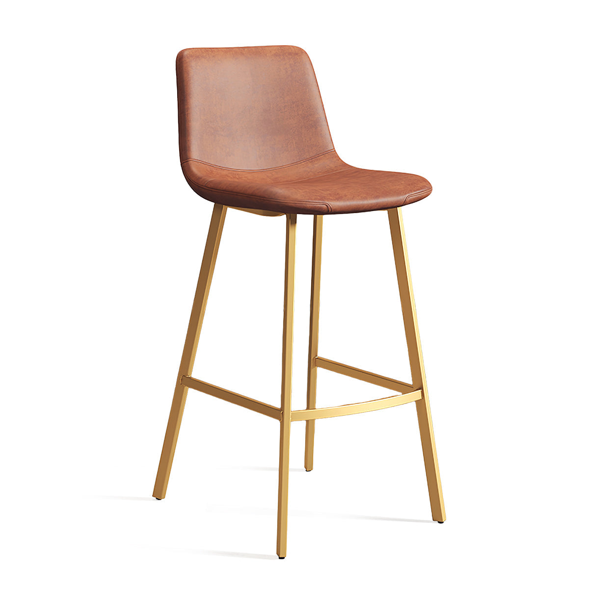 Bar Stool, Brown + Gold Frame West Coast Stock, Brown + Gold Frame finish, L18" x W20" x H35", for office workspace, commercial office furniture
