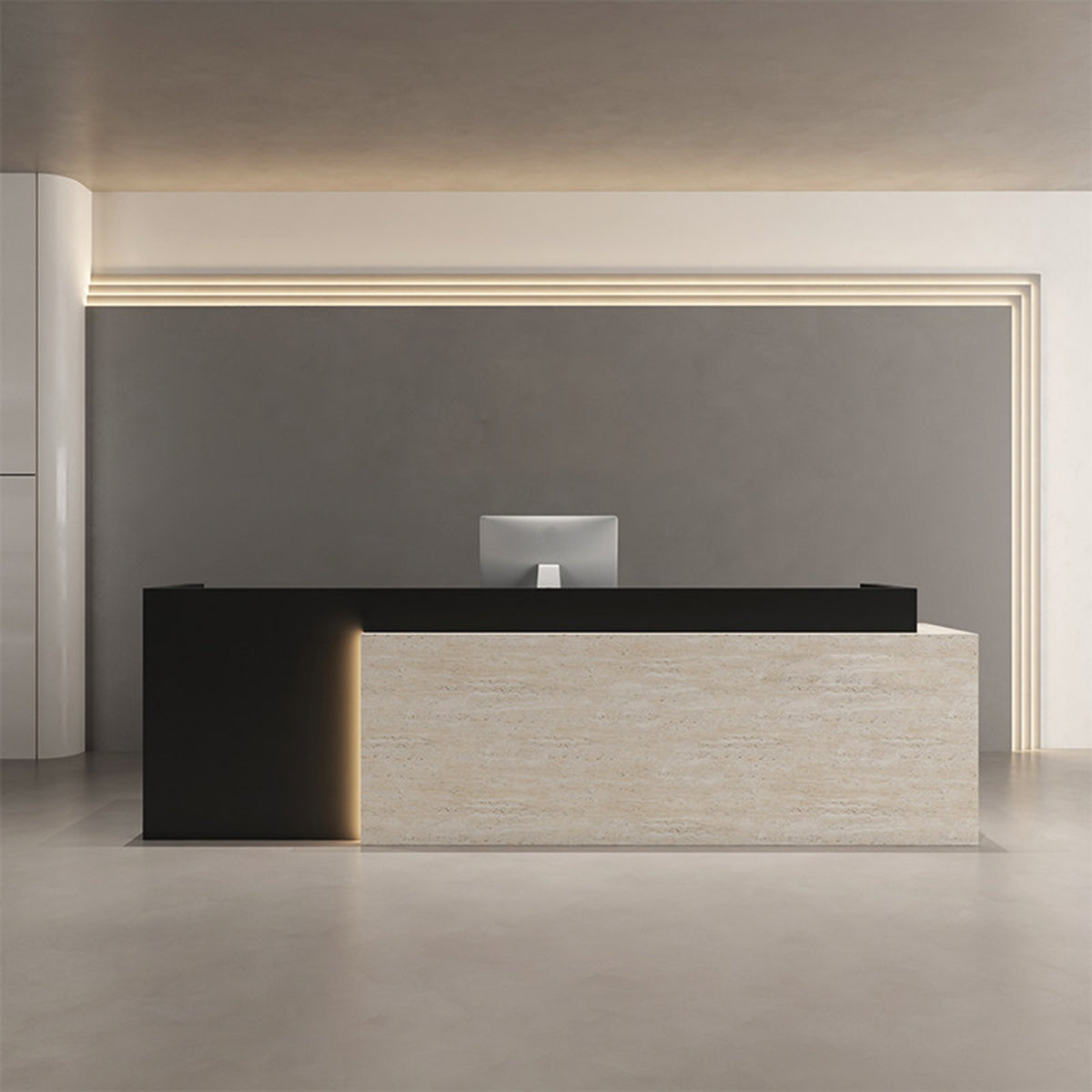 Two-Tone Reception Desk 47–126 in Wide with LED