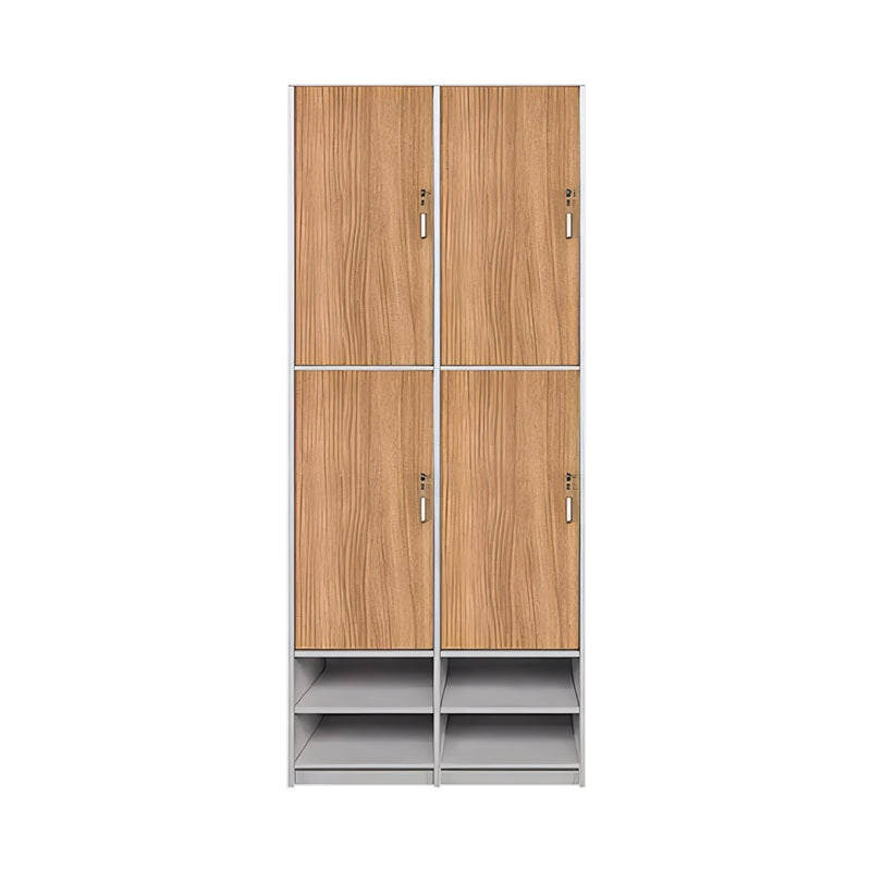 Storage Cabinet-2, Natural With Shoe Layer 2 levels 2 columns 4 doors, Natural finish, for office storage space, office storage furniture